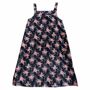 Floral Corduroy Pinafore Sleeveless A-Line Dress - Midi